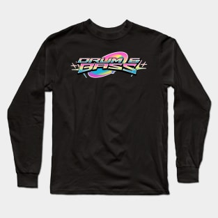 DRUM AND BASS  - Rainbow color Y2K chest print (pink/blue) Long Sleeve T-Shirt